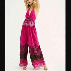 Free People Pink Palm Beach Jumpsuit XS